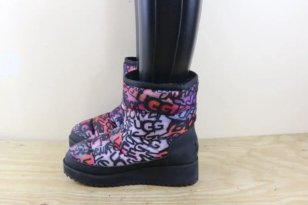 UGG Boots 10 Multicolor Ridge Graffiti Pop Waterproof Lined Ankle Winter Shoes